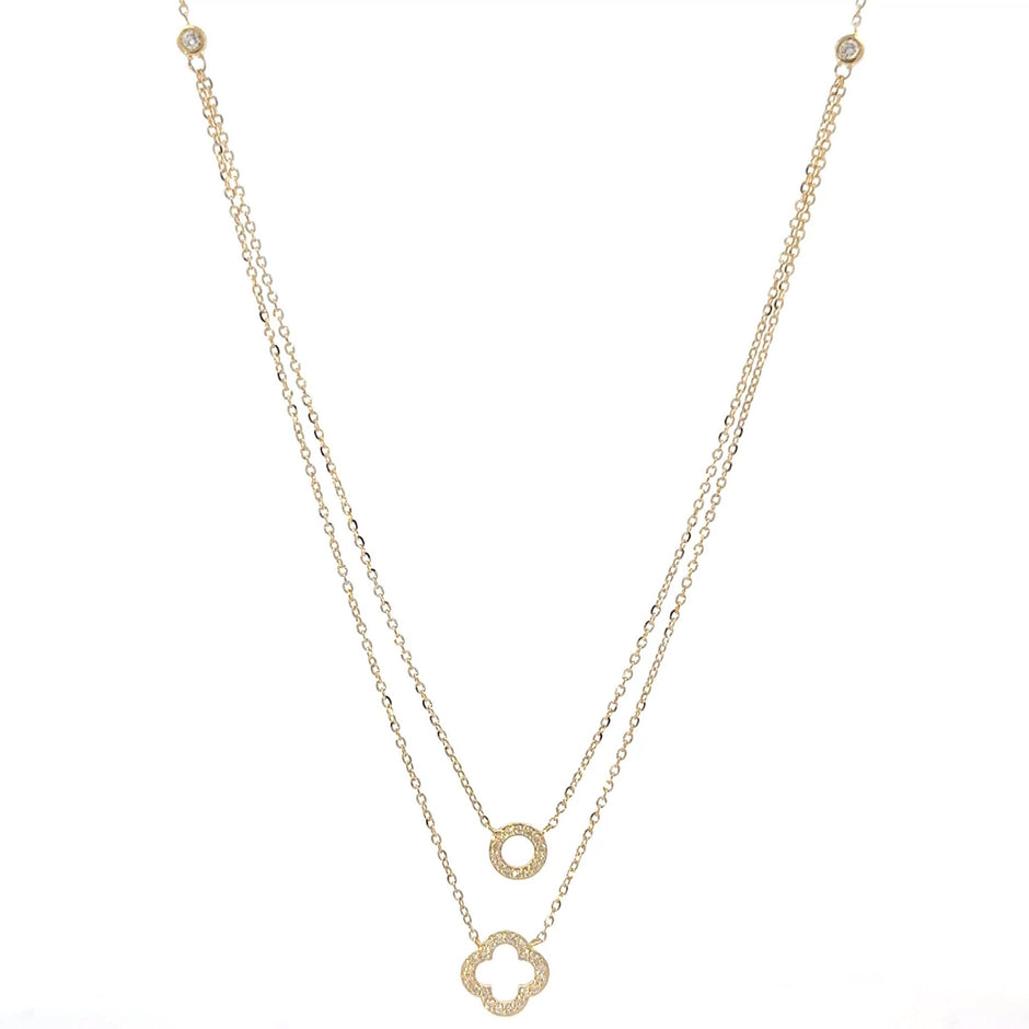 Mehrlagige Halskette mit Diamantanhängern 18kt (750 Gold) - Juwelier BenjaminMehrlagige Halskette mit Diamantanhängern 18kt (750 Gold)