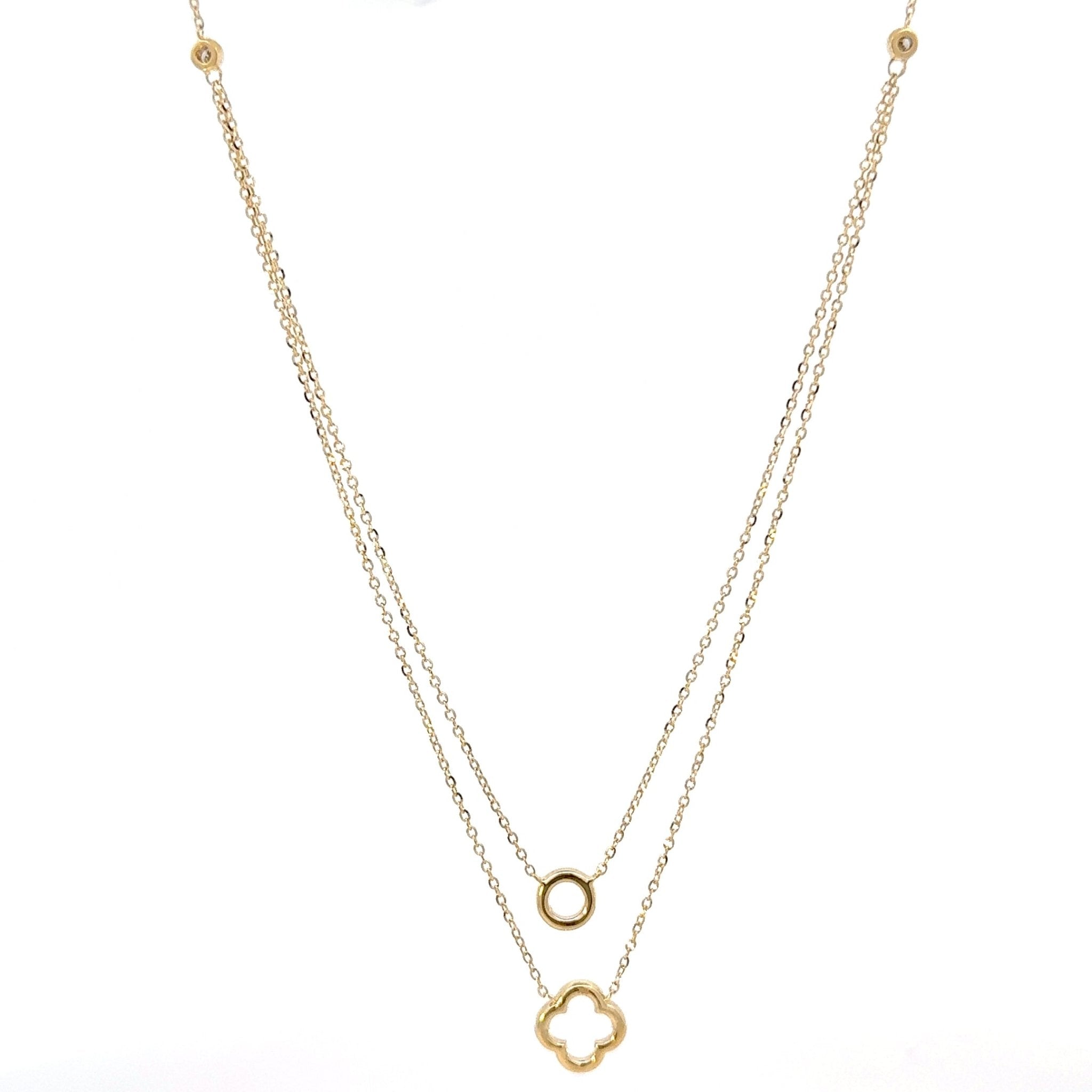 Mehrlagige Halskette mit Diamantanhängern 18kt (750 Gold) - Juwelier BenjaminMehrlagige Halskette mit Diamantanhängern 18kt (750 Gold)