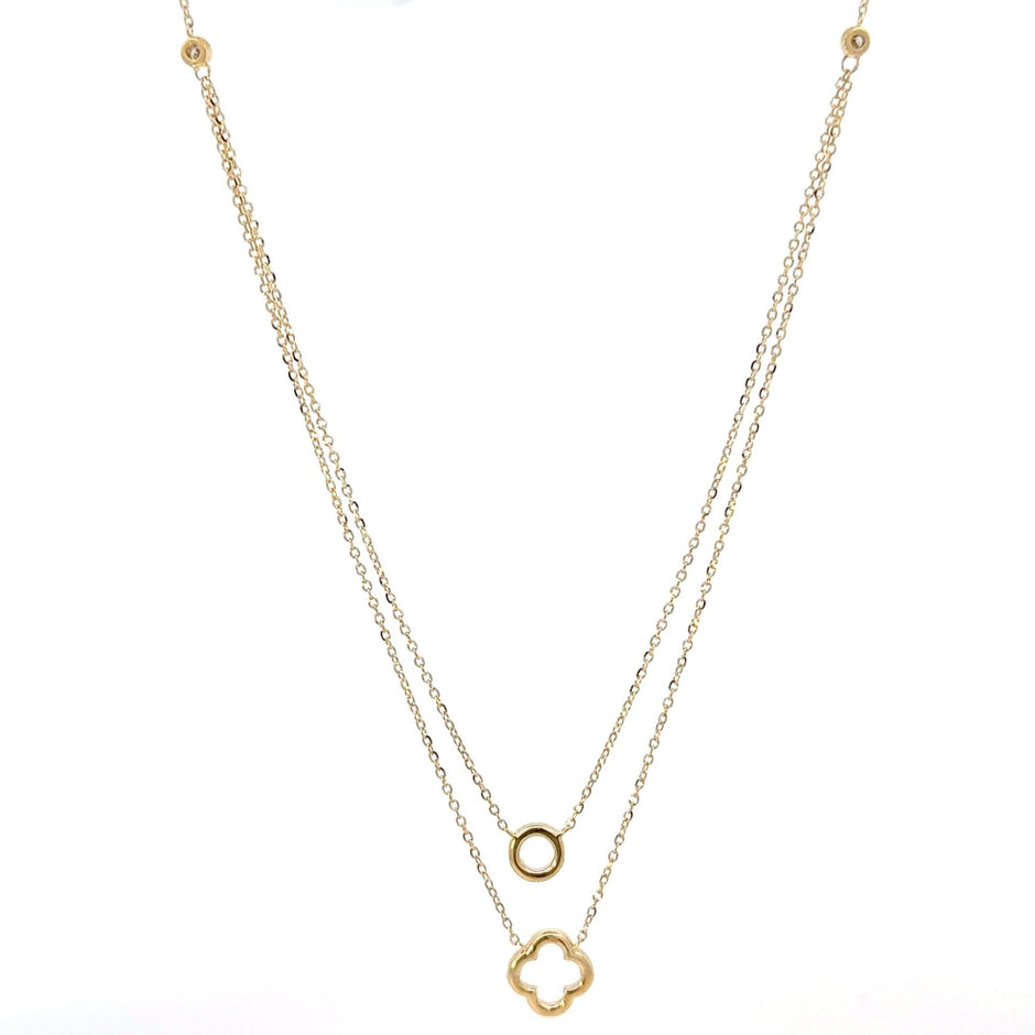Mehrlagige Halskette mit Diamantanhängern 18kt (750 Gold) - Juwelier BenjaminMehrlagige Halskette mit Diamantanhängern 18kt (750 Gold)