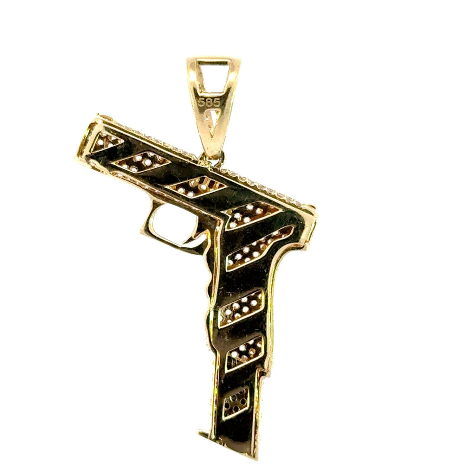 Pistolen - Anhänger mit schwarzen Steinen 14kt (585 Gold) - Juwelier BenjaminPistolen - Anhänger mit schwarzen Steinen 14kt (585 Gold)