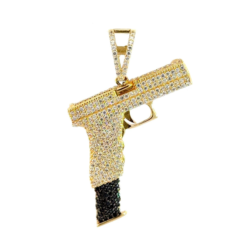 Pistolen - Anhänger mit schwarzen Steinen 14kt (585 Gold) - Juwelier BenjaminPistolen - Anhänger mit schwarzen Steinen 14kt (585 Gold)