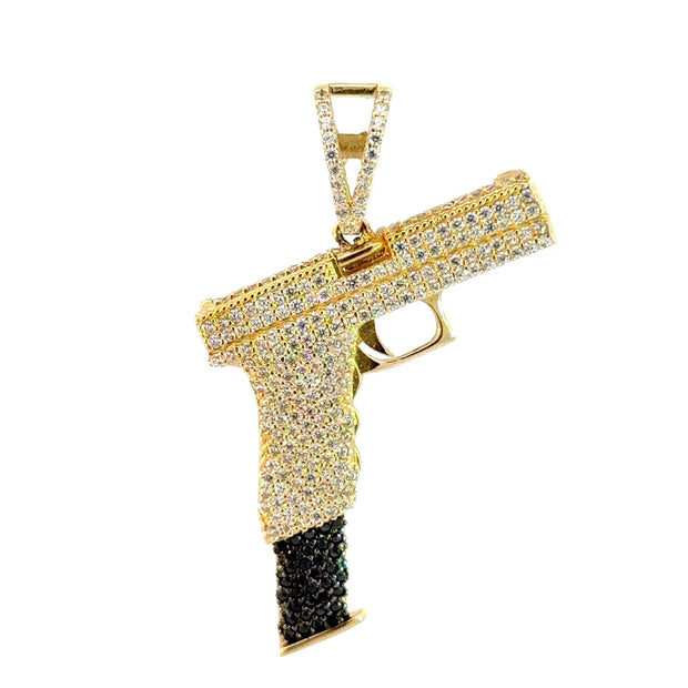Pistolen - Anhänger mit schwarzen Steinen 14kt (585 Gold) - Juwelier BenjaminPistolen - Anhänger mit schwarzen Steinen 14kt (585 Gold)