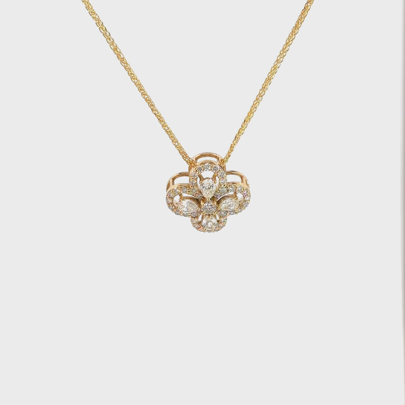 Diamant - Kleeblatt Anhänger – 18 kt (750 Gold)