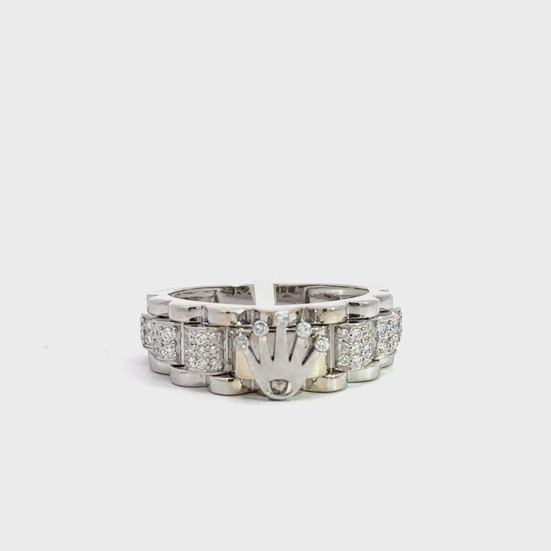 Kronenring Herren - 14 kt (585 Weißgold) - schmal