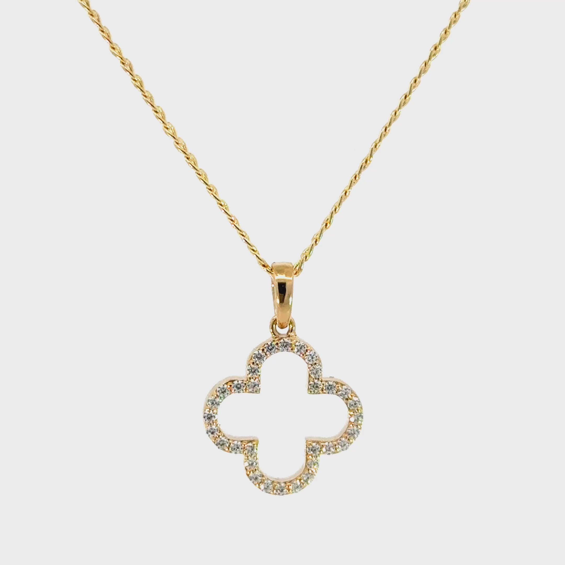 Kleeblatt-Anhänger aus 14kt Gelbgold x Panzerkette