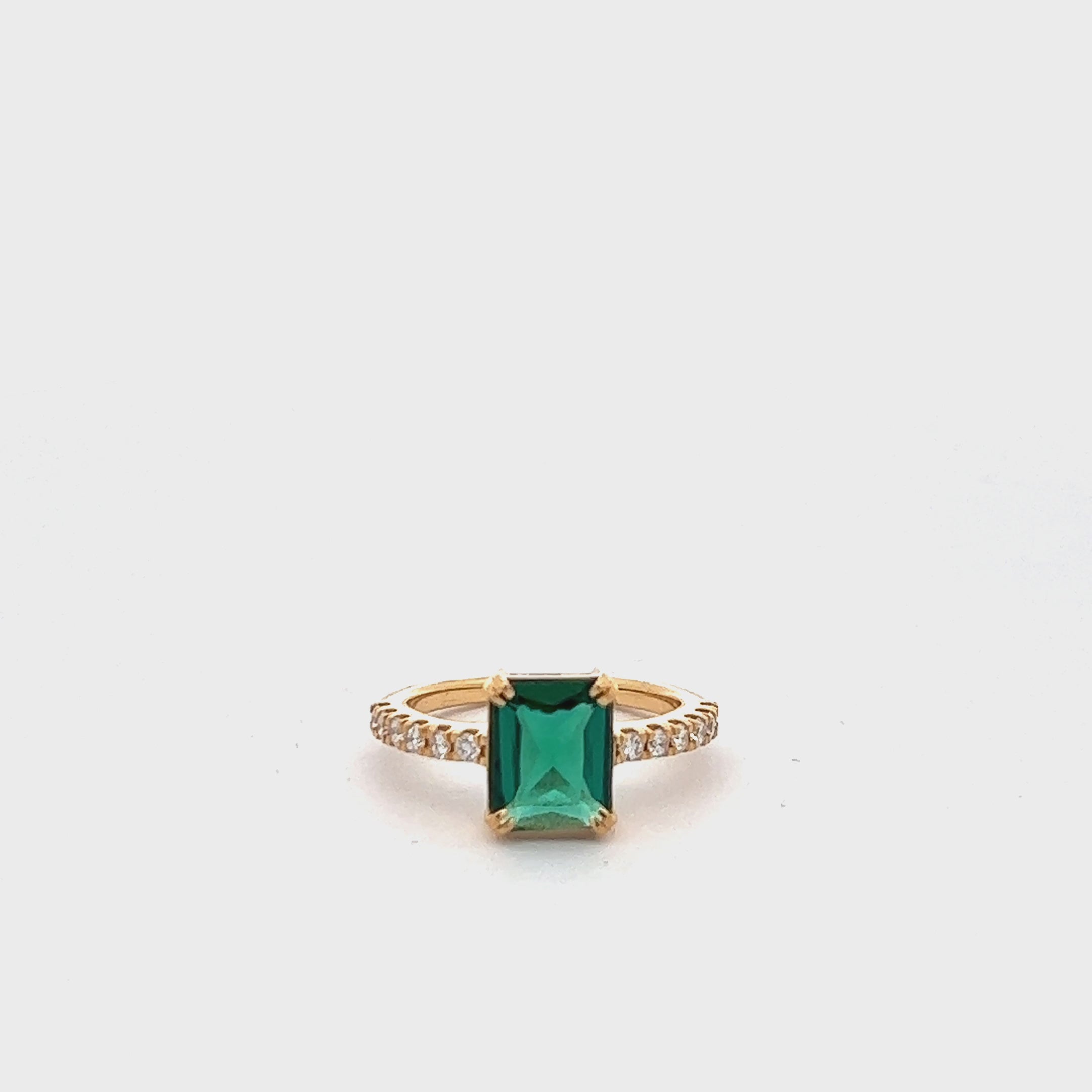 Smaragd / Diamantring Ring (lab grown) 18 kt Gold