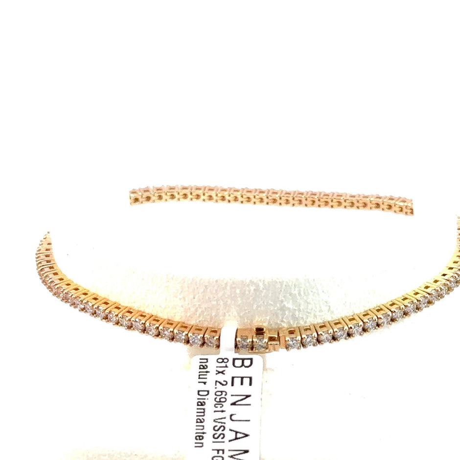 Tennis Armband - 2.5 mm - 18 kt (750 Gelbgold) - Juwelier BenjaminTennis Armband - 2.5 mm - 18 kt (750 Gelbgold)