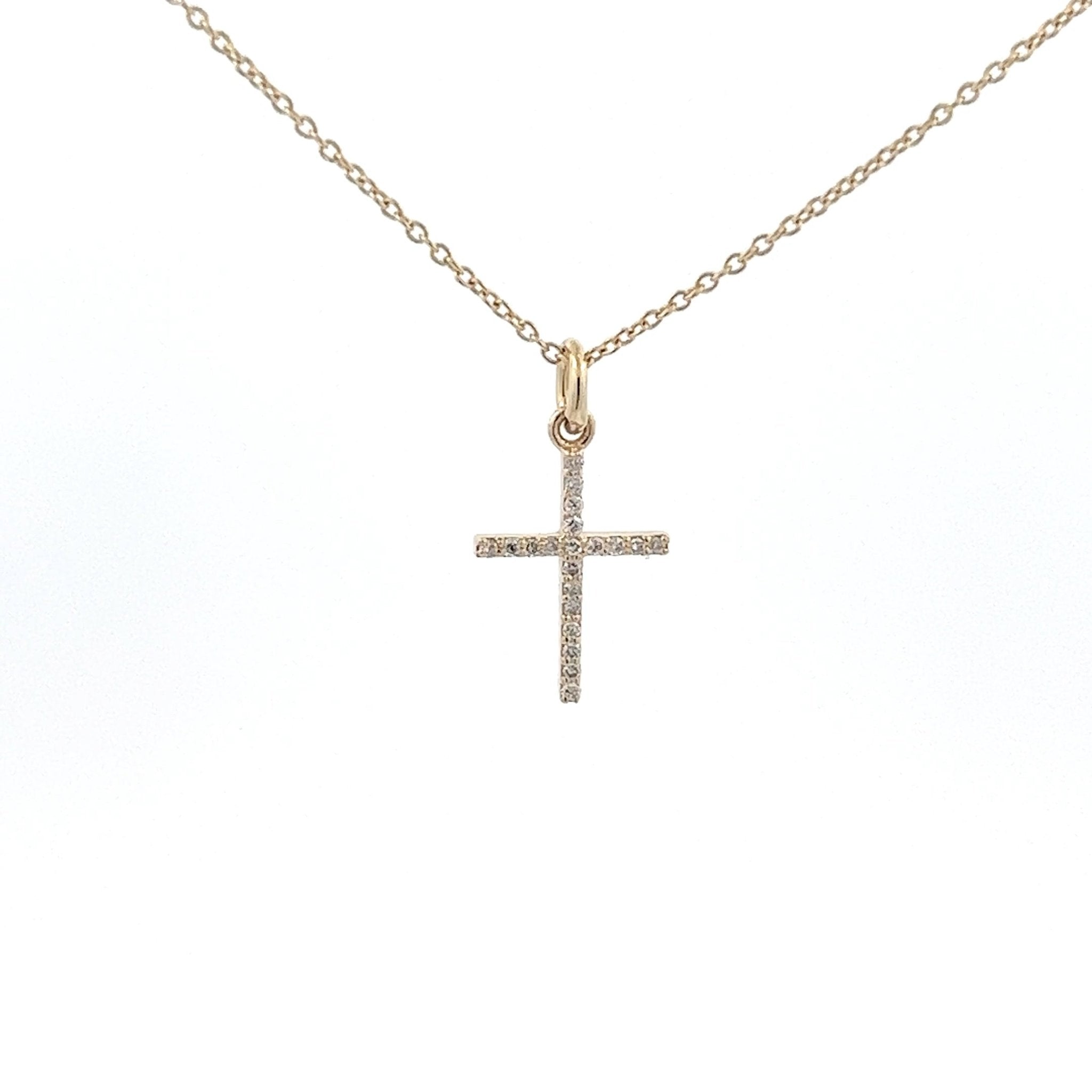 Diamantkreuz mit Ankerkette 14 kt Gold (585 Gold) 0.11 ct - Juwelier BenjaminDiamantkreuz mit Ankerkette 14 kt Gold (585 Gold) 0.11 ct