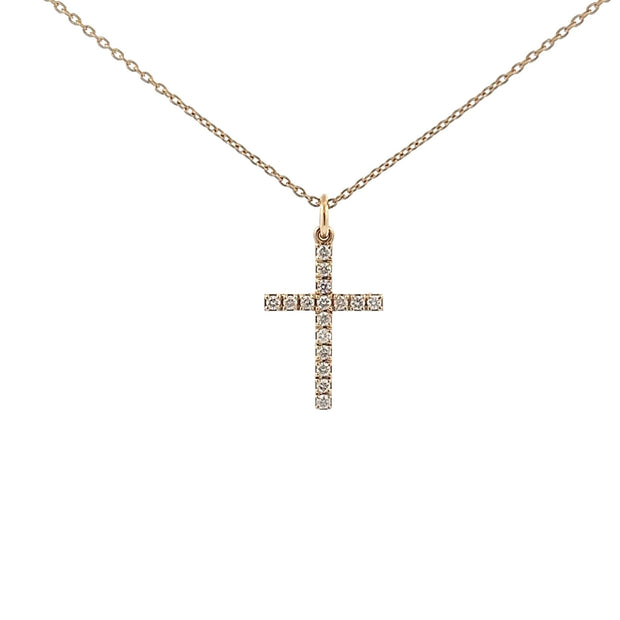 Diamantkreuz mit Ankerkette 14 kt Gold (585 Gold) 0.25 ct - Juwelier BenjaminDiamantkreuz mit Ankerkette 14 kt Gold (585 Gold) 0.25 ct