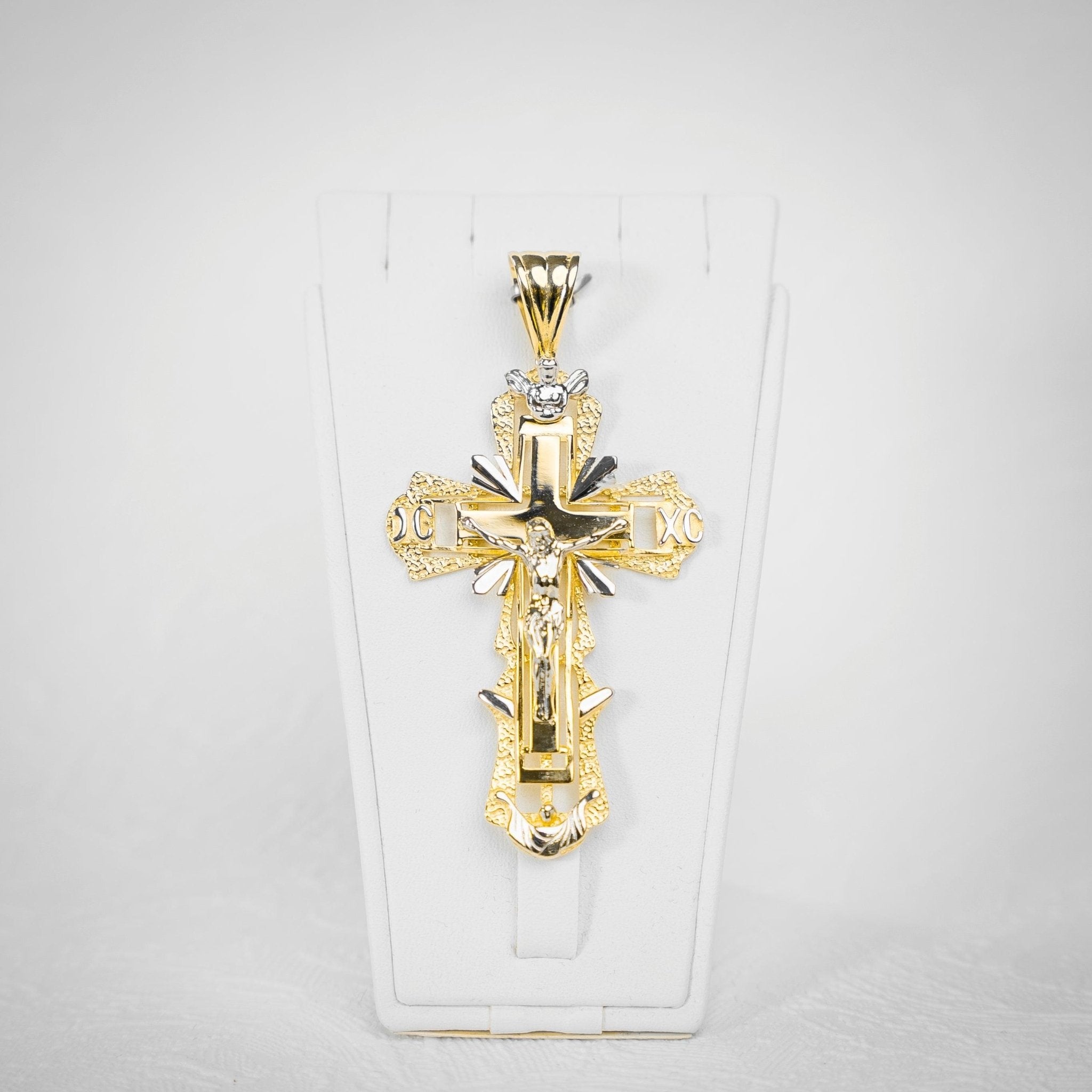Orthodoxes Kreuz Anhänger Gelb / Weiß 7cm - Juwelier BenjaminOrthodoxes Kreuz Anhänger Gelb / Weiß 7cmSchmuck