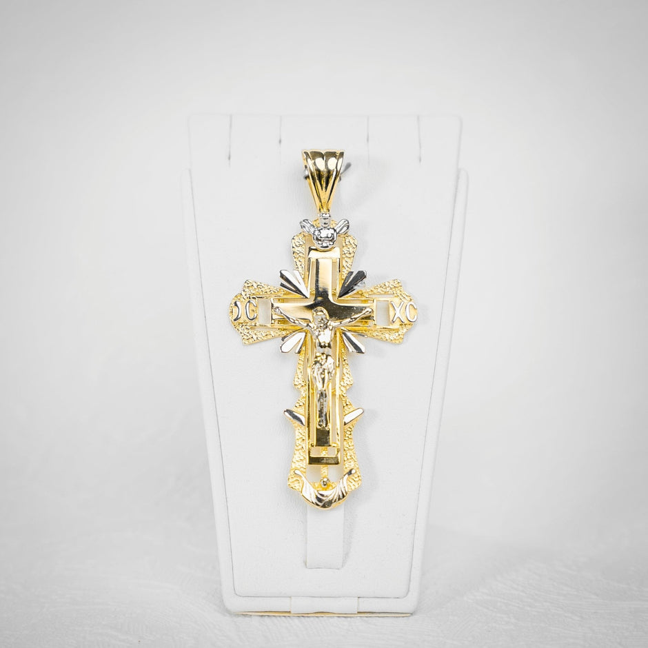 Orthodoxes Kreuz Anhänger Gelb / Weiß 7cm - Juwelier BenjaminOrthodoxes Kreuz Anhänger Gelb / Weiß 7cmSchmuck
