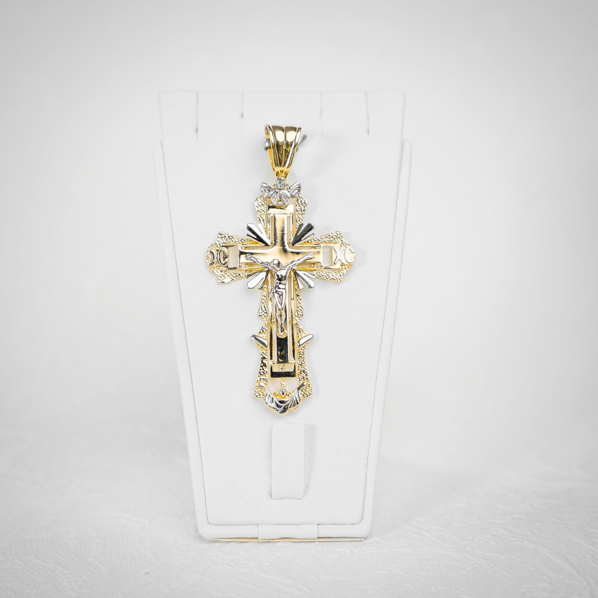Orthodoxes Kreuz Anhänger Gelb / Weiß 8cm - Juwelier BenjaminOrthodoxes Kreuz Anhänger Gelb / Weiß 8cmSchmuck