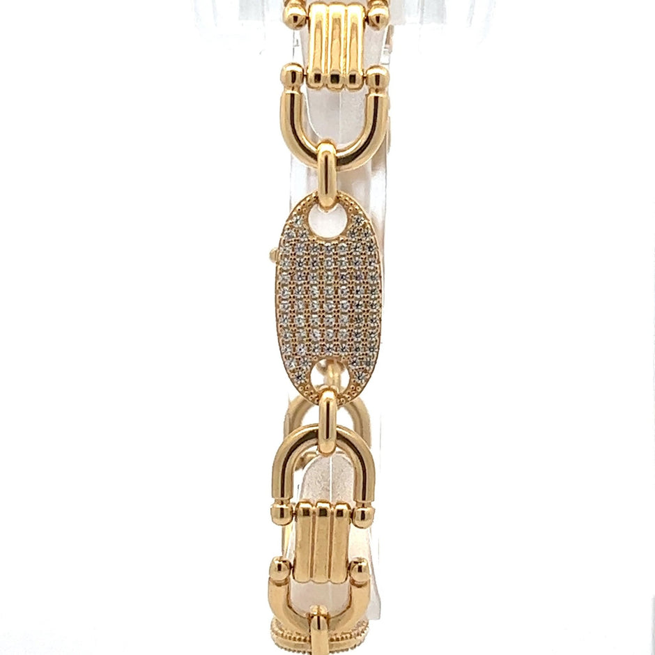 Platten Steigbügelarmband x Steine 12 mm - Juwelier BenjaminPlatten Steigbügelarmband x Steine 12 mm