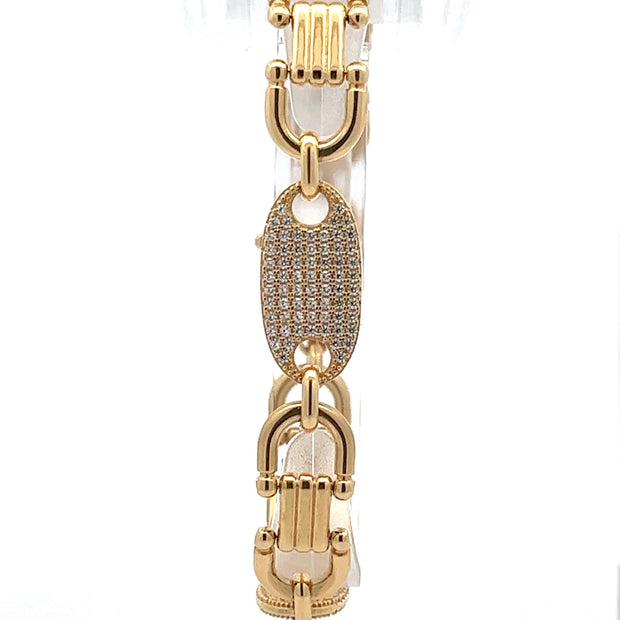 Platten Steigbügelarmband x Steine 12 mm - Juwelier BenjaminPlatten Steigbügelarmband x Steine 12 mm