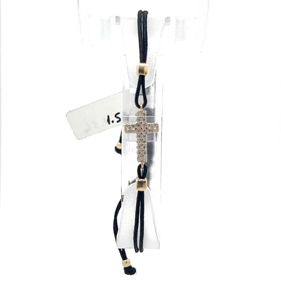 Stoffarmband mit Goldkreuz - Juwelier BenjaminStoffarmband mit Goldkreuz