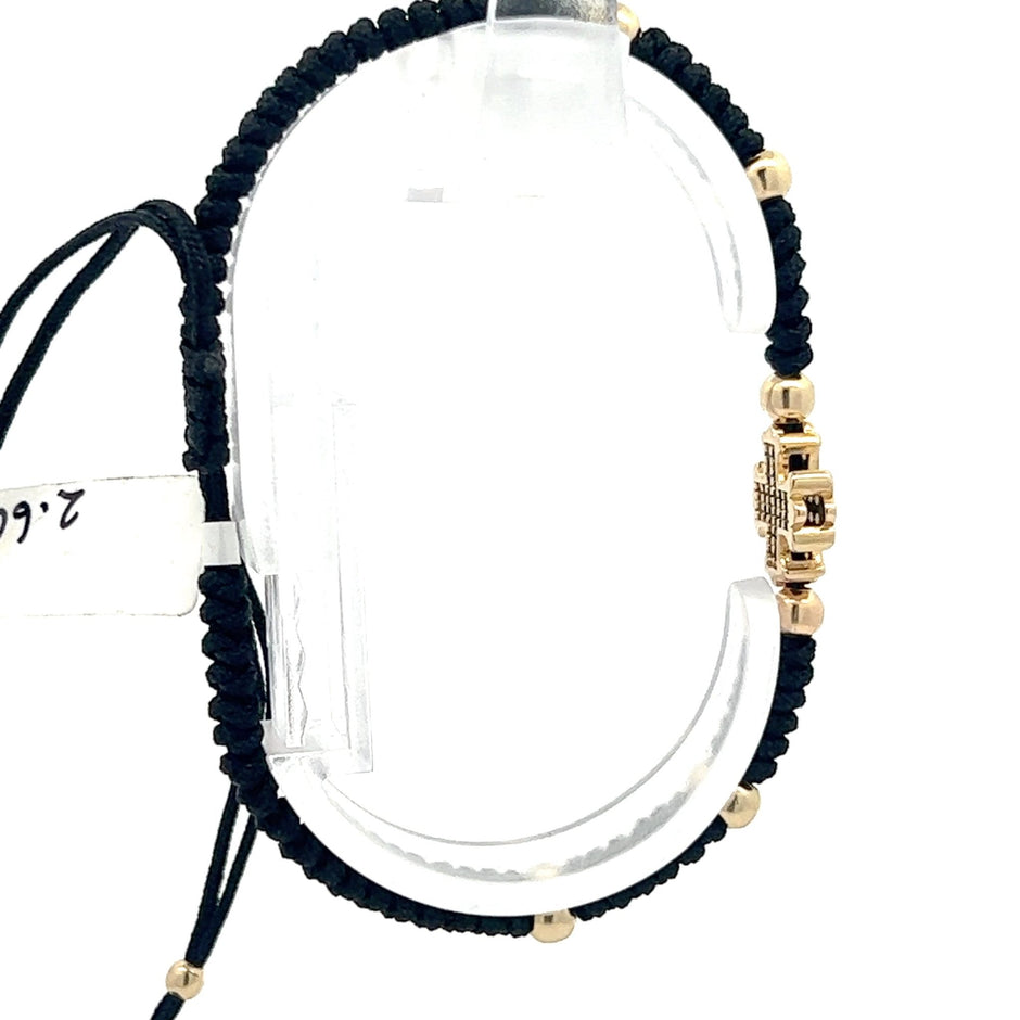 Stoffarmband mit Goldkreuz - Juwelier BenjaminStoffarmband mit Goldkreuz