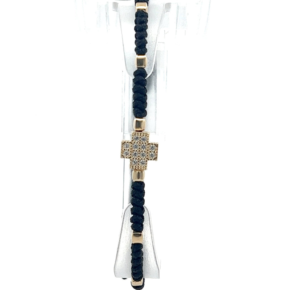 Stoffarmband mit Goldkreuz - Juwelier BenjaminStoffarmband mit Goldkreuz