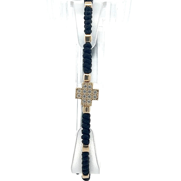 Stoffarmband mit Goldkreuz - Juwelier BenjaminStoffarmband mit Goldkreuz