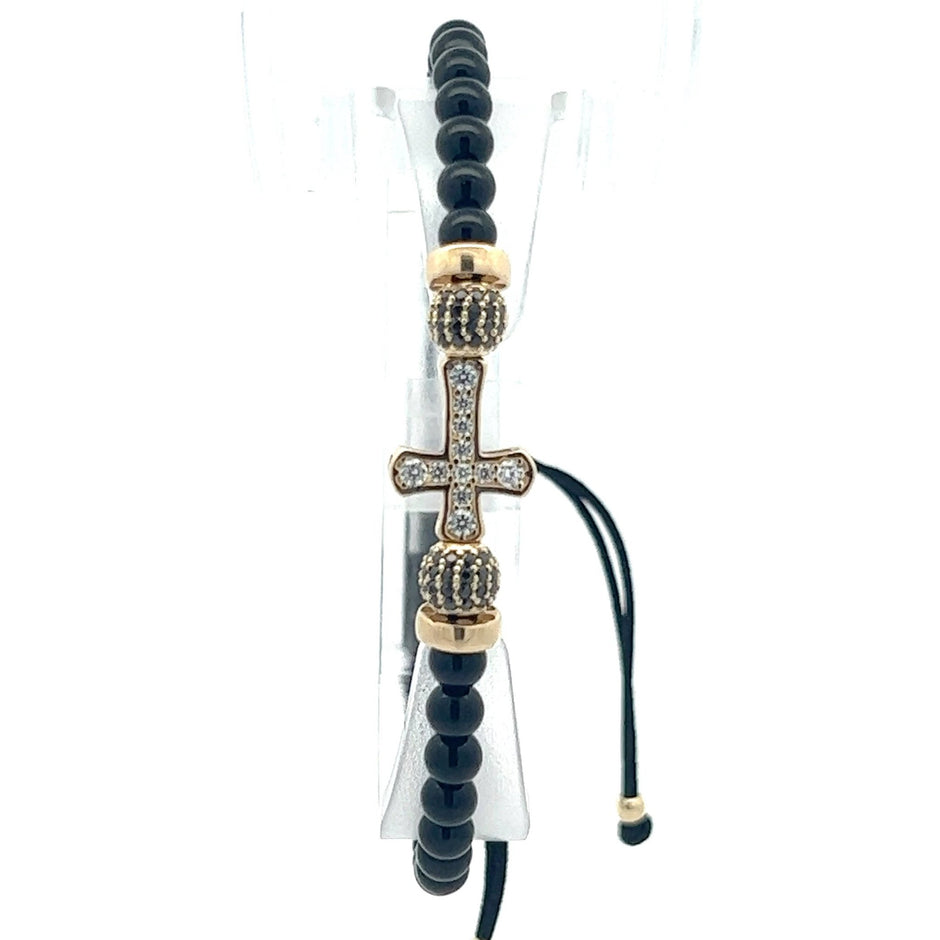 Stoffarmband mit Goldkreuz - Juwelier BenjaminStoffarmband mit Goldkreuz