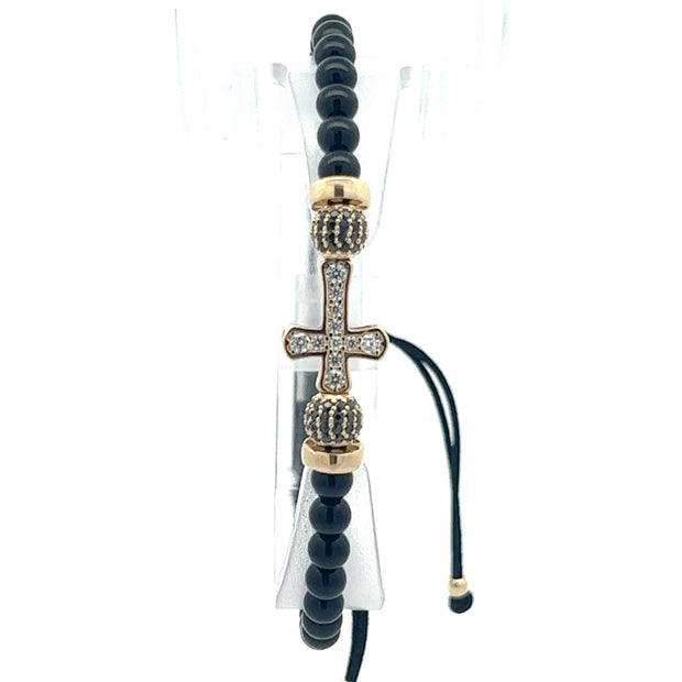 Stoffarmband mit Goldkreuz - Juwelier BenjaminStoffarmband mit Goldkreuz