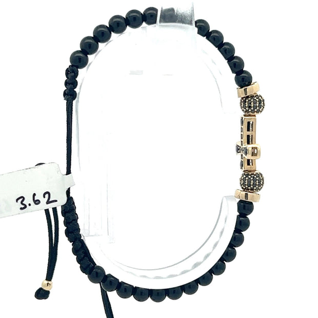 Stoffarmband mit Goldkreuz - Juwelier BenjaminStoffarmband mit Goldkreuz