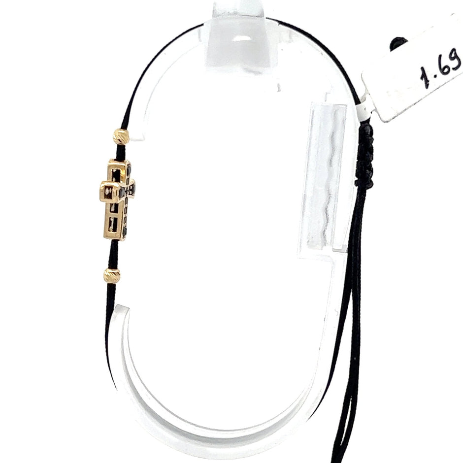 Stoffarmband mit Goldkreuz - Juwelier BenjaminStoffarmband mit Goldkreuz