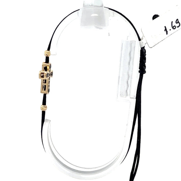 Stoffarmband mit Goldkreuz - Juwelier BenjaminStoffarmband mit Goldkreuz