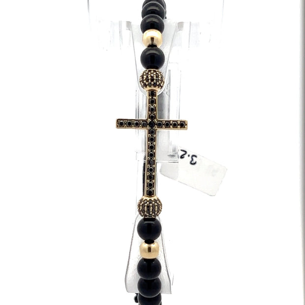 Stoffarmband mit Goldkreuz - Juwelier BenjaminStoffarmband mit Goldkreuz