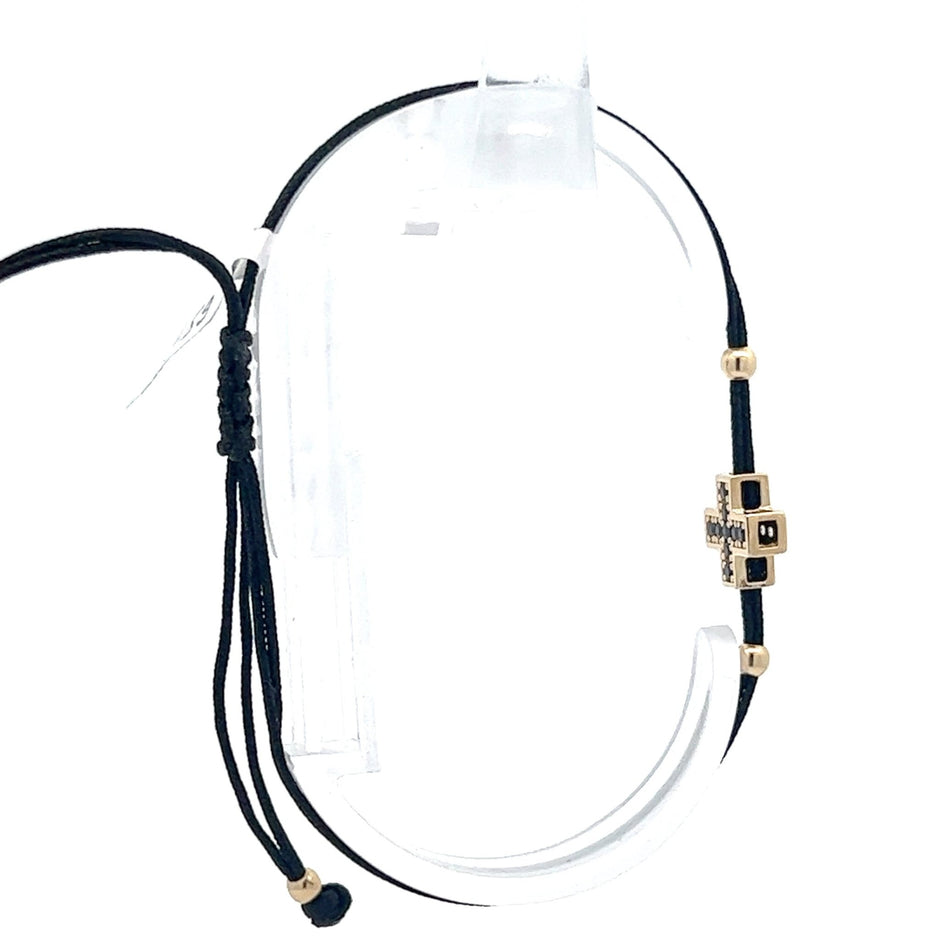 Stoffarmband mit Goldkreuz - Juwelier BenjaminStoffarmband mit Goldkreuz