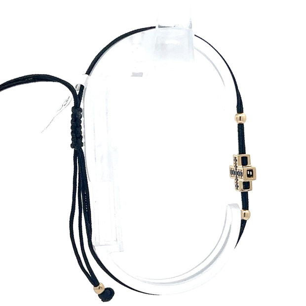 Stoffarmband mit Goldkreuz - Juwelier BenjaminStoffarmband mit Goldkreuz