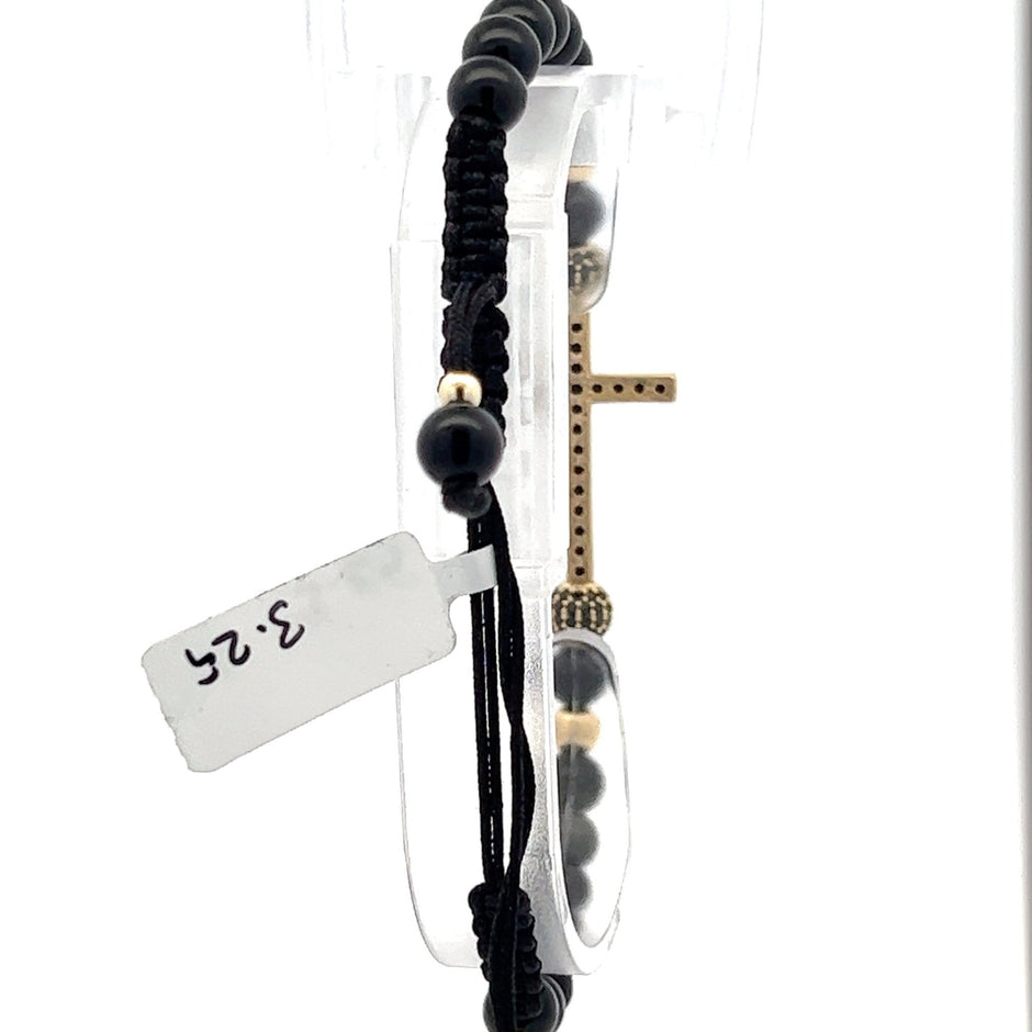 Stoffarmband mit Goldkreuz - Juwelier BenjaminStoffarmband mit Goldkreuz