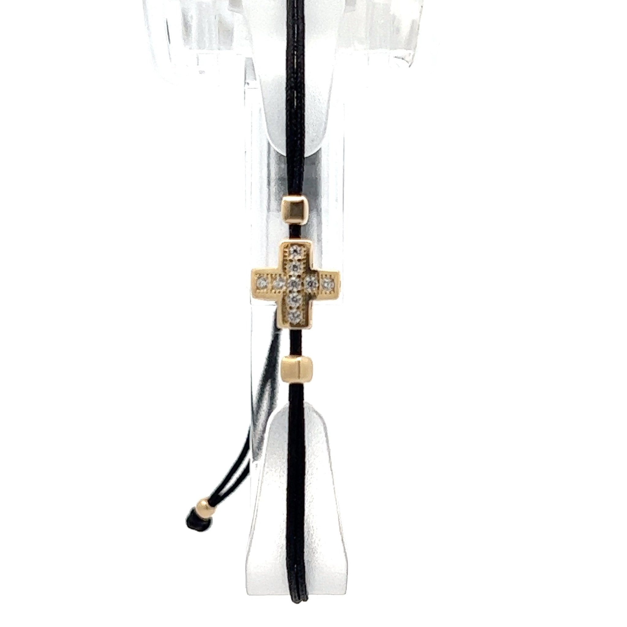 Stoffarmband mit Goldkreuz - Juwelier BenjaminStoffarmband mit Goldkreuz