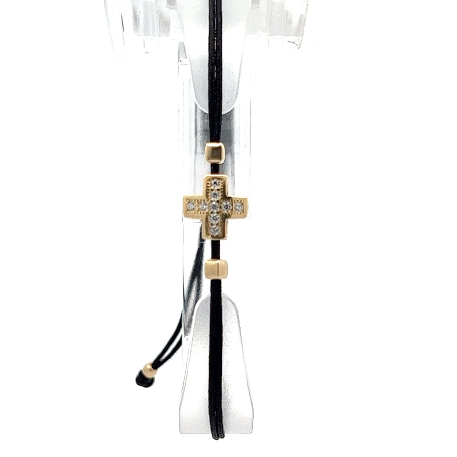 Stoffarmband mit Goldkreuz - Juwelier BenjaminStoffarmband mit Goldkreuz