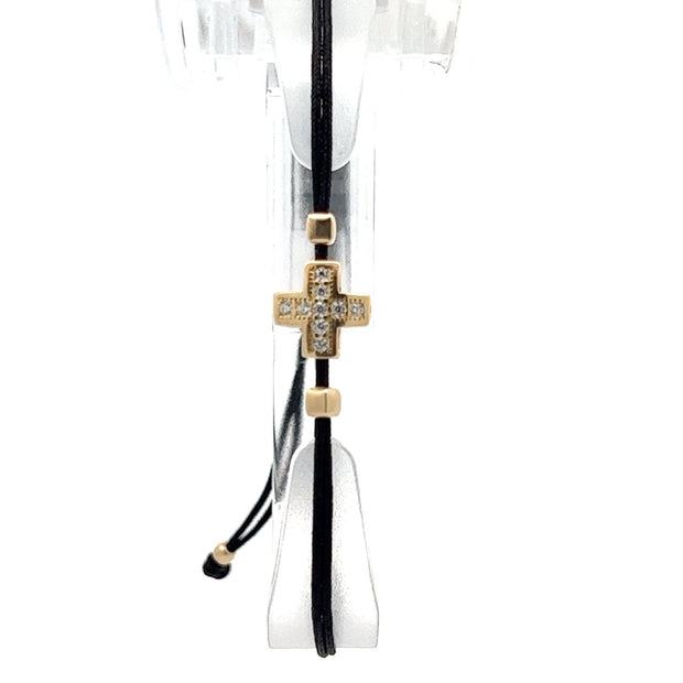 Stoffarmband mit Goldkreuz - Juwelier BenjaminStoffarmband mit Goldkreuz