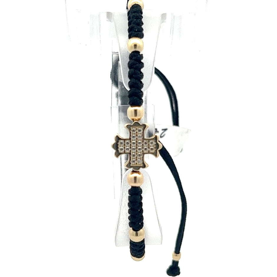 Stoffarmband mit Goldkreuz - Juwelier BenjaminStoffarmband mit Goldkreuz