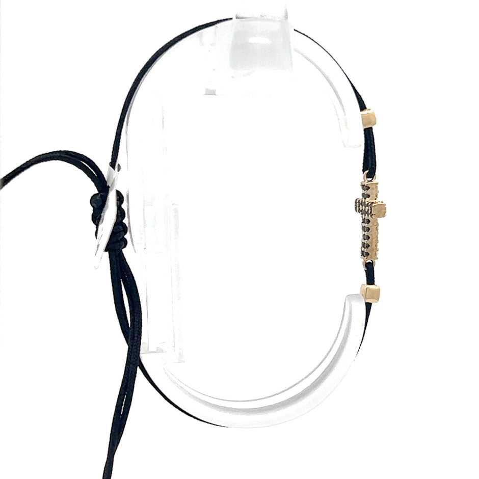 Stoffarmband mit Goldkreuz - Juwelier BenjaminStoffarmband mit Goldkreuz